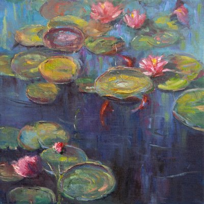 The Koi Pond, 2020 (olej na płótnie) autorstwa Roberta Murray