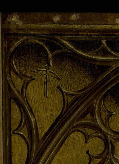 Fragment maswerku w głównej części zdjęcia Zejście z krzyża autorstwa autorstwa Rodgier van der Weyden