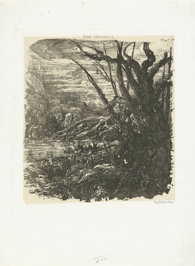 Górski krajobraz z jeziorem Le lac dance les montagnes autorstwa Rodolphe Bresdin