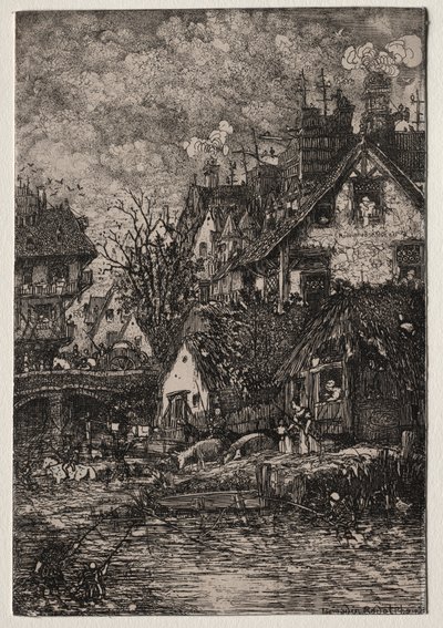 Wejście do wsi, 1861. autorstwa Rodolphe Bresdin