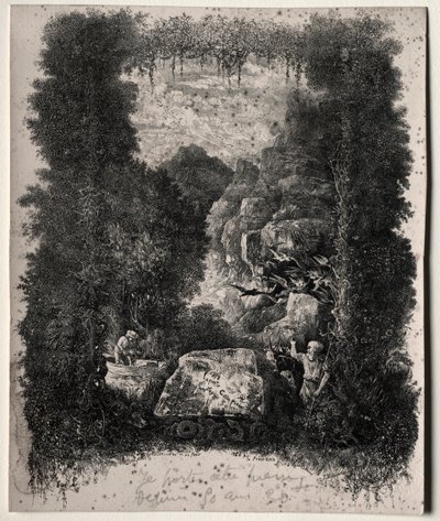 Pierwszy frontyspis do bajek i baśni Thierry-Faletans, 1868. autorstwa Rodolphe Bresdin