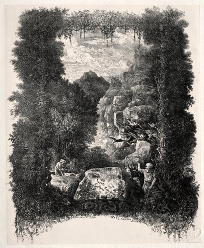 Pierwszy frontyspis do Bajek i bajek Thierry-Faletans autorstwa Rodolphe Bresdin