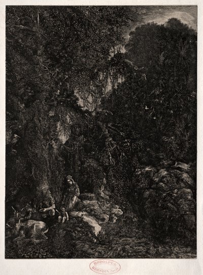 Święta Rodzina z Jeleniem, 1871. autorstwa Rodolphe Bresdin