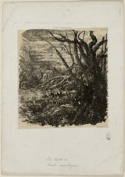 Jezioro w górach, z Revue Fantaisiste autorstwa Rodolphe Bresdin