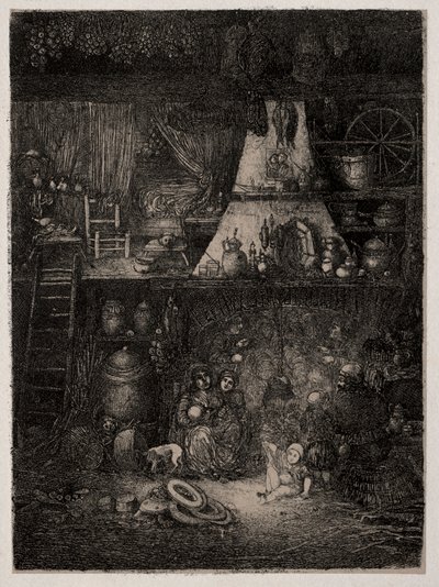 Wnętrze chłopskie w Haute-Garonne, 1858. autorstwa Rodolphe Bresdin