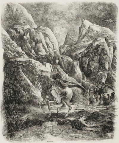 Jeździec w górach autorstwa Rodolphe Bresdin
