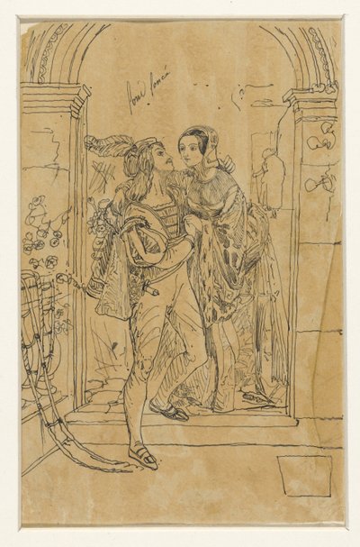 Romeo i Julia w strojach z XV wieku autorstwa Rodolphe Bresdin