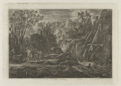 Ruiter en dood in het landschap Rycerz i Śmierć Stara legenda autorstwa Rodolphe Bresdin