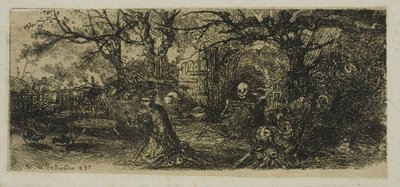 Św. Antoni i Śmierć autorstwa Rodolphe Bresdin