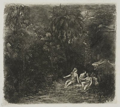 Kąpiący się pod palmami autorstwa Rodolphe Bresdin