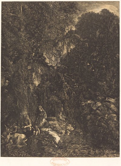 Święta Rodzina z Łaniami autorstwa Rodolphe Bresdin
