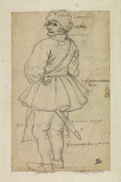 Mężczyzna widziany z tyłu (verso) autorstwa Roelandt Jacobsz and Bruegel Pieter the Elder Savery
