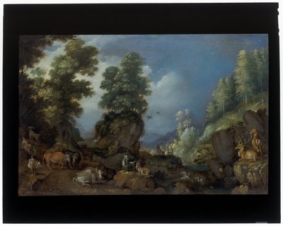 Skalisty krajobraz ze zwierzętami autorstwa Roelandt Jacobsz. Savery