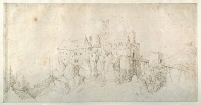 Zamek na skale (pióro i brązowy tusz na papierze) autorstwa Roelandt Jacobsz. Savery