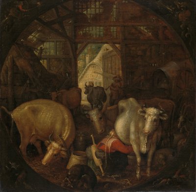 Krowy w stajni; Czarownice w czterech kątach autorstwa Roelandt Jacobsz. Savery