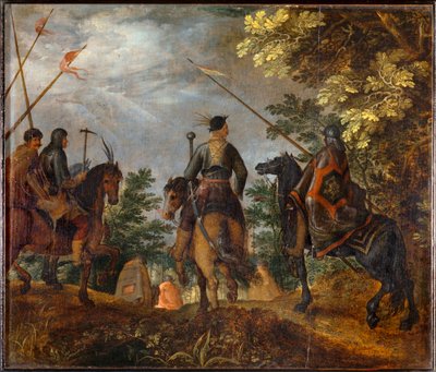 Polscy jeźdźcy maszerują przez las ... autorstwa Roelandt Jacobsz. Savery