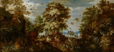 Orfeusz oczarowuje zwierzęta swoją muzyką, 1627 autorstwa Roelandt Jacobsz. Savery