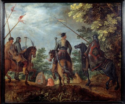 Polscy jeźdźcy spacerują po lesie. Obraz Roelanta (Roelandt) Savery (1576-1639) autorstwa Roelandt Jacobsz. Savery
