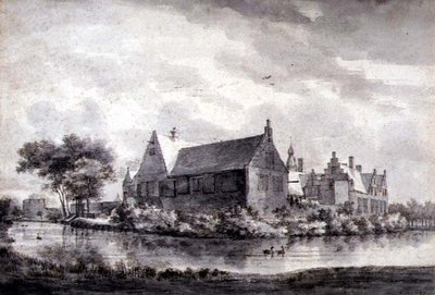 PD.645-1963 Zamek Marquette, Holandia, ok.1646-47 (pranie, kreda, długopis i tusz na papierze) autorstwa Roelandt Roghman