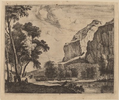 Riverscape ze skałami po prawej: pl.3 autorstwa Roelant Roghman and Melchior Küsel
