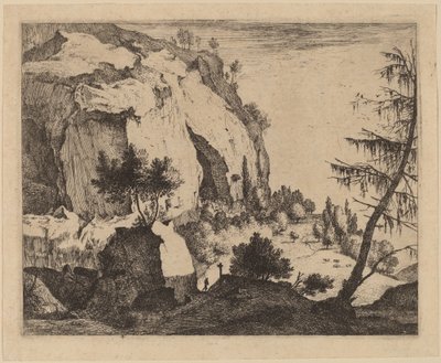 Skalisty krajobraz z jodłą: pl.4 autorstwa Roelant Roghman and Melchior Küsel