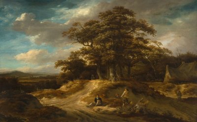 Podróżnicy na skraju wioski, 1680. autorstwa Roelof Van Vries