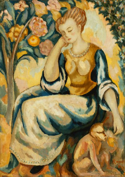 Dama z małpą, ok. 1917 autorstwa Roger Eliot Fry