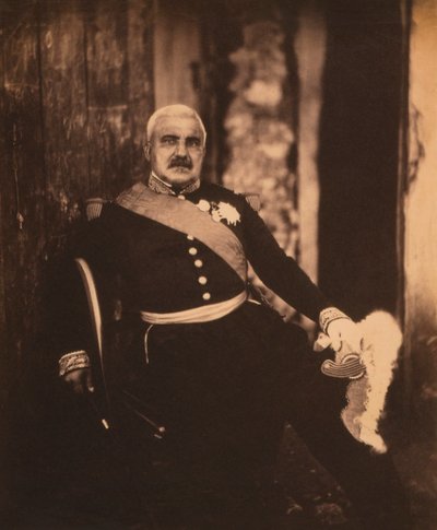 Francuski marszałek Aimable-Jean-Jacques Pelissier, siedzący portret w mundurze, wojna krymska, Krym, Ukraina autorstwa Roger Fenton