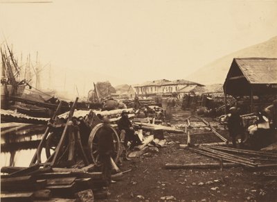 Landing Place Railway Stores, Bałakława autorstwa Roger Fenton