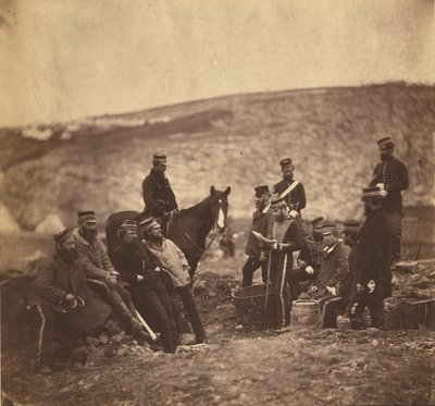 Oficerowie i żołnierze 8. pułku huzarów. autorstwa Roger Fenton