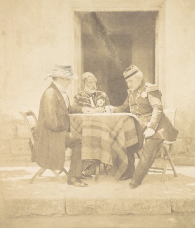 Rada Wojenna w poranek zdobycia Mamelon. Lord Raglan, Omar Pasza, M..., 1855. autorstwa Roger Fenton