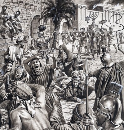 Walczący rolnik, z "Masters of Rome" (gwasz na papierze) autorstwa Roger Payne