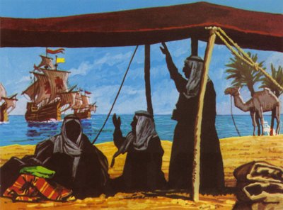 Vasco Da Gama (kolorowa litografia) autorstwa Roger Payne