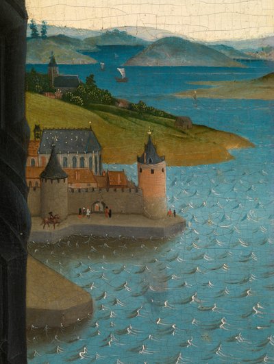 Fragment św. Łukasza rysującego portret Dziewicy (olej na desce) autorstwa Rogier van der (after) Weyden