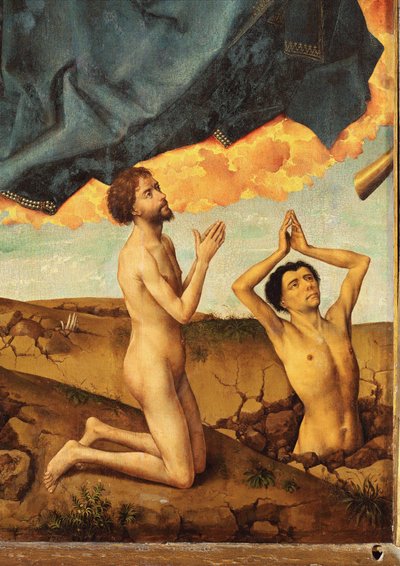 Ołtarz Sądu Ostatecznego: Zmartwychwstanie i Adoracja autorstwa Rogier van der Weyden