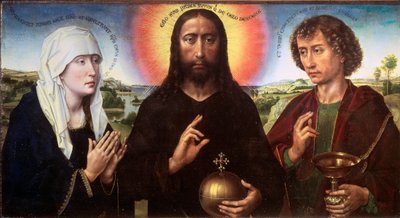 Chrystus Odkupiciel między Dziewicą a św. Janem Ewangelistą (Tryptyk Braque), ok. 1450 (Olej na desce) autorstwa Rogier van der Weyden