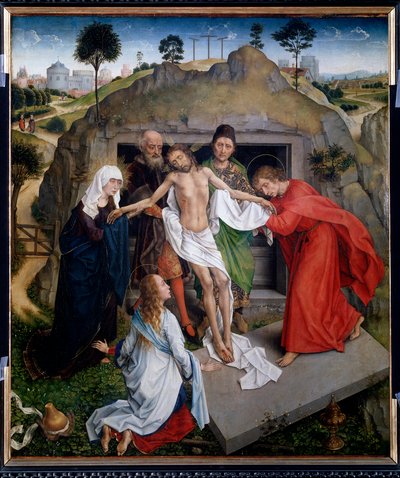 Osadzanie w grobie Opłakiwanie Chrystusa - olej na desce autorstwa Rogier van der Weyden
