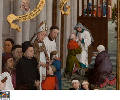 Fragment z Tryptyku Siedmiu Sakramentów autorstwa Rogier van der Weyden