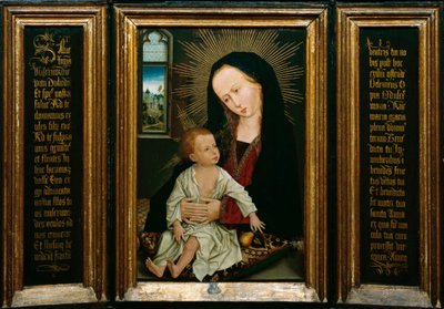Salve Regina (Salve, O Królowo, modlitwa katolicka), przedstawienie Matki Boskiej z Dzieciątkiem trzymającym gruszkę (olej na drewnie) autorstwa Rogier van der Weyden