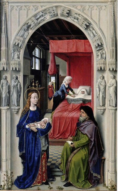 Narodzenia Jana Chrzciciela Ołtarz św. Jana, lewy panel, ok. 1455 autorstwa Rogier van der Weyden