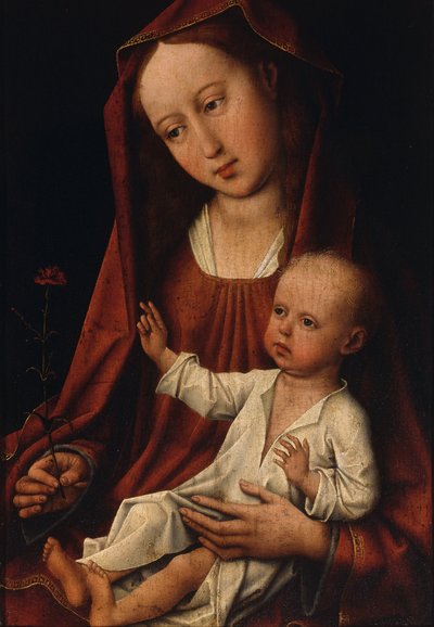 Dziewica z goździkiem (olej na desce) autorstwa Rogier van der Weyden