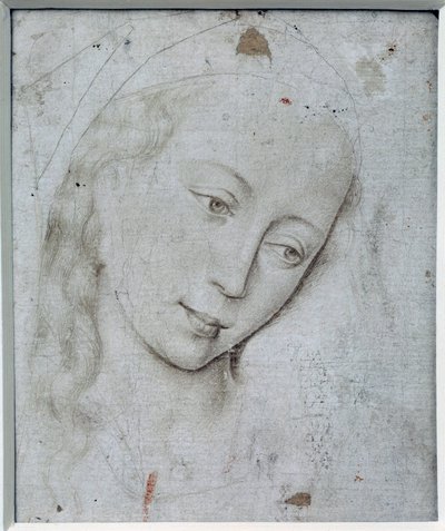 Głowa Virgin. Rysunek Rogiera (Roger) Van Der Weyden (1400-1464) Ec. płomień. autorstwa Rogier van der Weyden