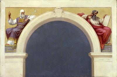 Szkic do kościoła Saint-François-Xavier: Mojżesz i Aaron, między 1874 a 1876 (olej na płótnie) autorstwa Romain Cazes