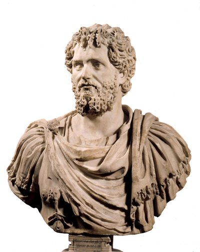 Sztuka Rzym: Popiersie cesarza rzymskiego Septime Ciężkie (cesarz 193 - 211 AD). Paryż, Musee du Louvre autorstwa Roman