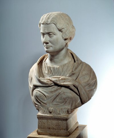Sztuka starożytnego Rzymu: Popiersie Melityny, towarzyszki matki bogów na piree. Rzeźba około 162. Paryż, Musee Du Louvre autorstwa Roman