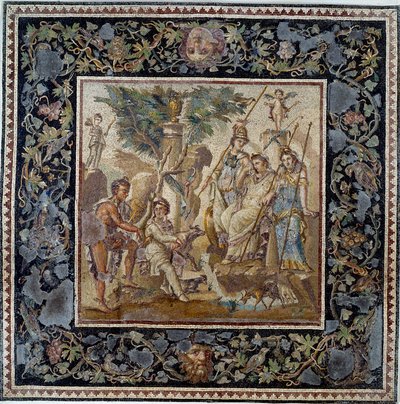 Sztuka starożytnego Rzymu: wyrok Paryża. Mozaika z domu Atrium a Antiochii, II wne. Muzeum w Luwrze autorstwa Roman