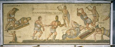 Bitwa gladiatorów, 320 AD (mozaika) autorstwa Roman