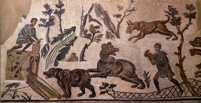 Polowanie na niedźwiedzie (mozaika, IV wpne) autorstwa Roman