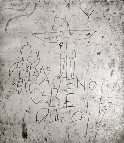 Bluźniercze graffiti Ukrzyżowania (kamień) autorstwa Roman