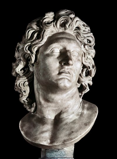 Popiersie Aleksandra Wielkiego (356-323 pne), króla Macedonii i zdobywcy Persji. Rzymska kopia greckiego oryginału, III-II w. p.n.e. (marmur) autorstwa Roman